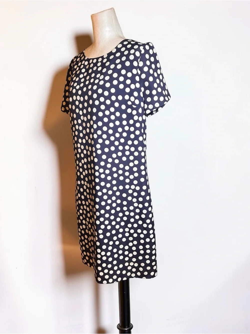 J.Crew Navy Polka Dot Shift Dress Size 6